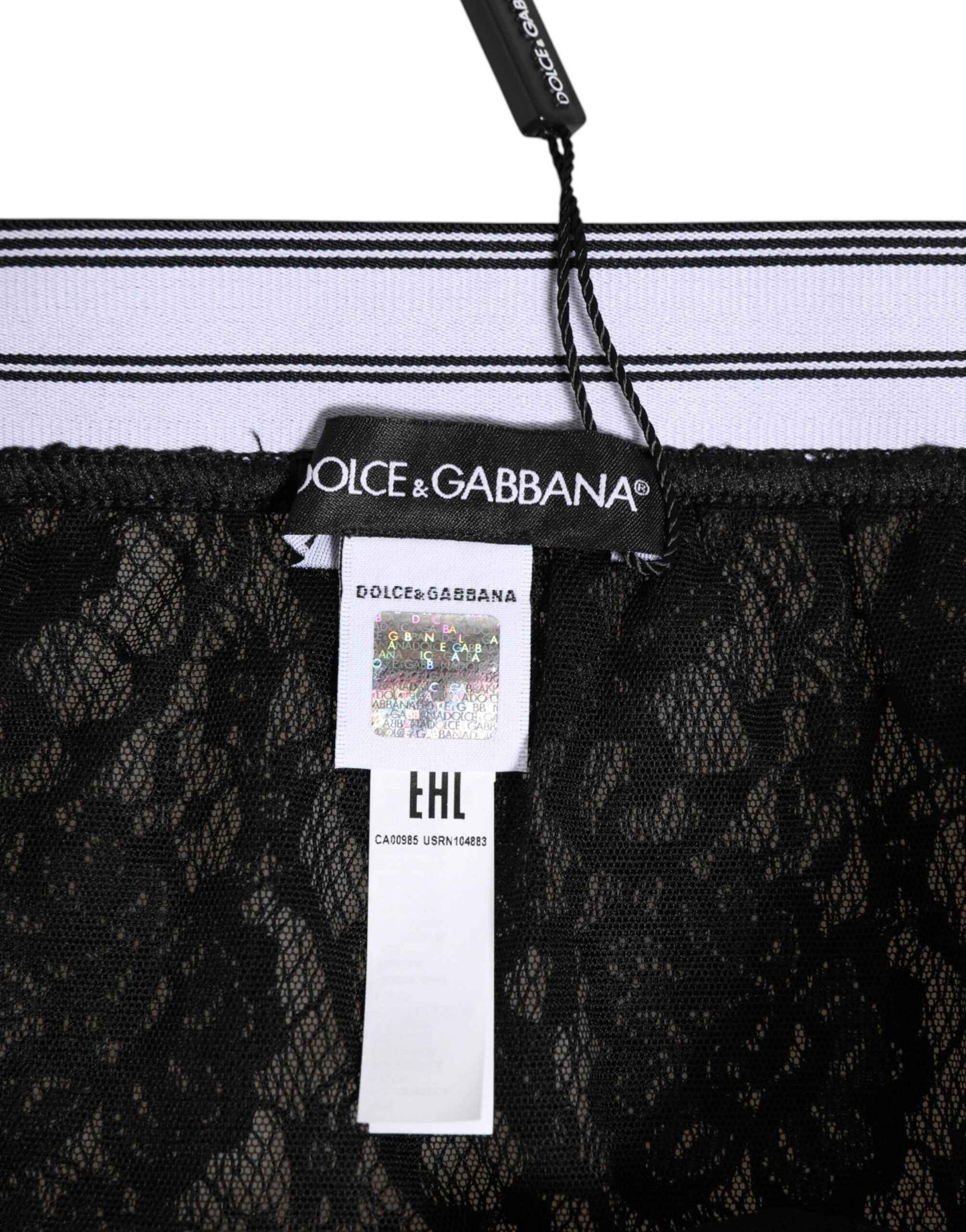 Dolce & Gabbana Hoge Taille Slip Nylon Kant Panty - Zwart