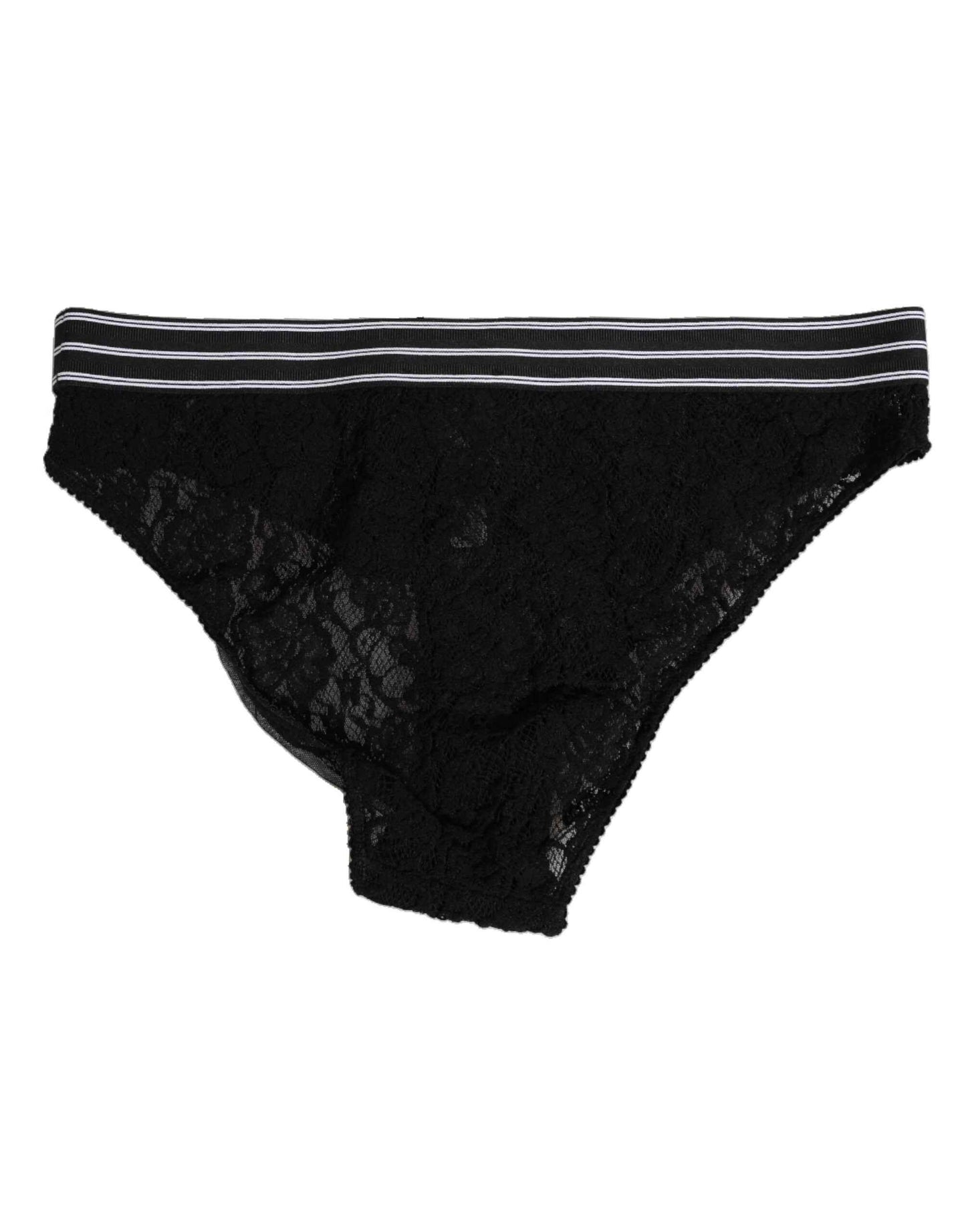 Dolce & Gabbana Hoge Taille Slip Nylon Kant Panty - Zwart
