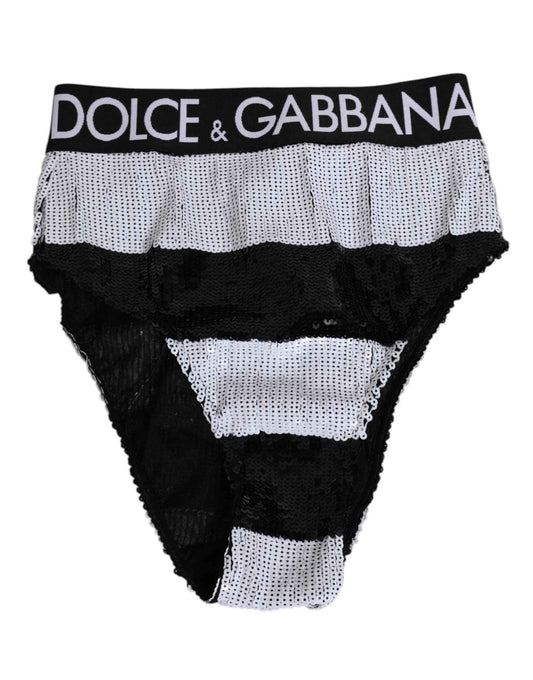 Dolce & Gabbana Pailletten Hoge Taille Slip - Zwart/Wit