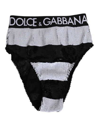 Dolce & Gabbana Pailletten Hoge Taille Slip - Zwart/Wit
