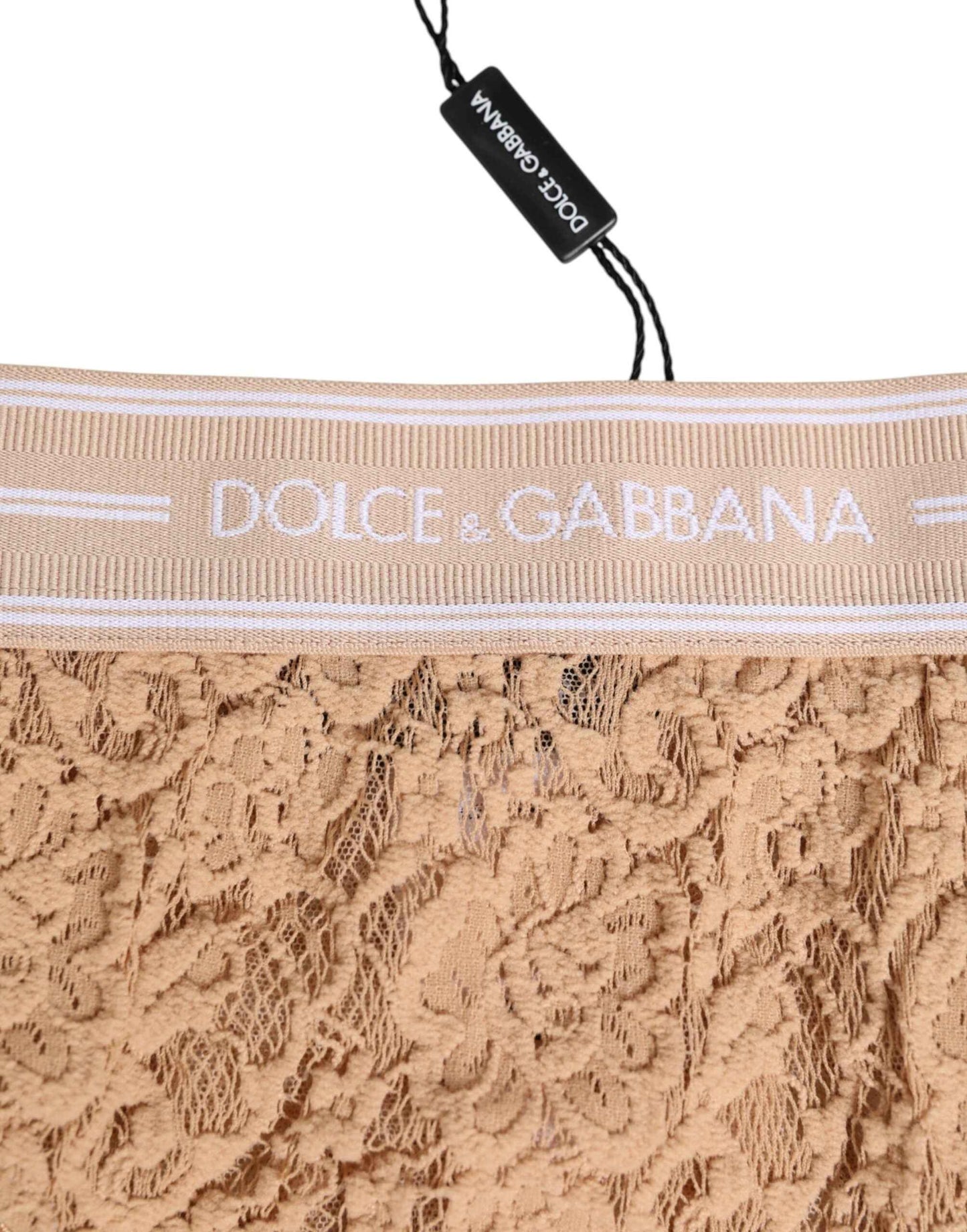 Dolce & Gabbana Brief Panty Nylon Kant Hoge Taille Beige
