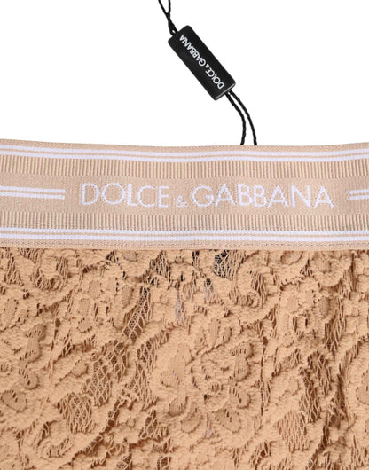 Dolce & Gabbana Brief Panty Nylon Kant Hoge Taille Beige