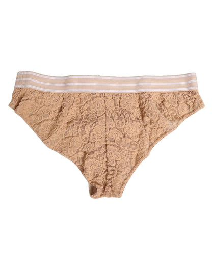 Dolce & Gabbana Brief Panty Nylon Kant Hoge Taille Beige