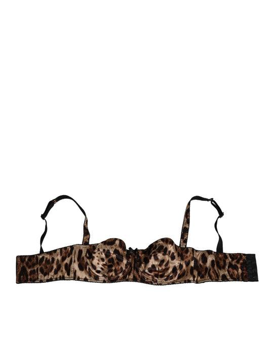Dolce Gabbana Balconette BH Zijde Lingerie Bruin Luipaard