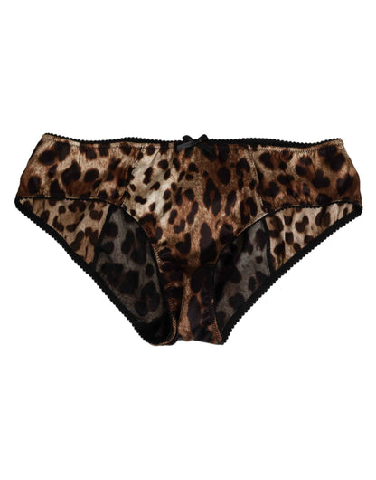 Dolce & Gabbana Zijden Slip Panty Bruin Luipaardprint