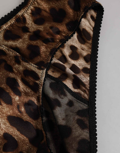 Dolce & Gabbana Zijden Slip Panty Bruin Luipaardprint