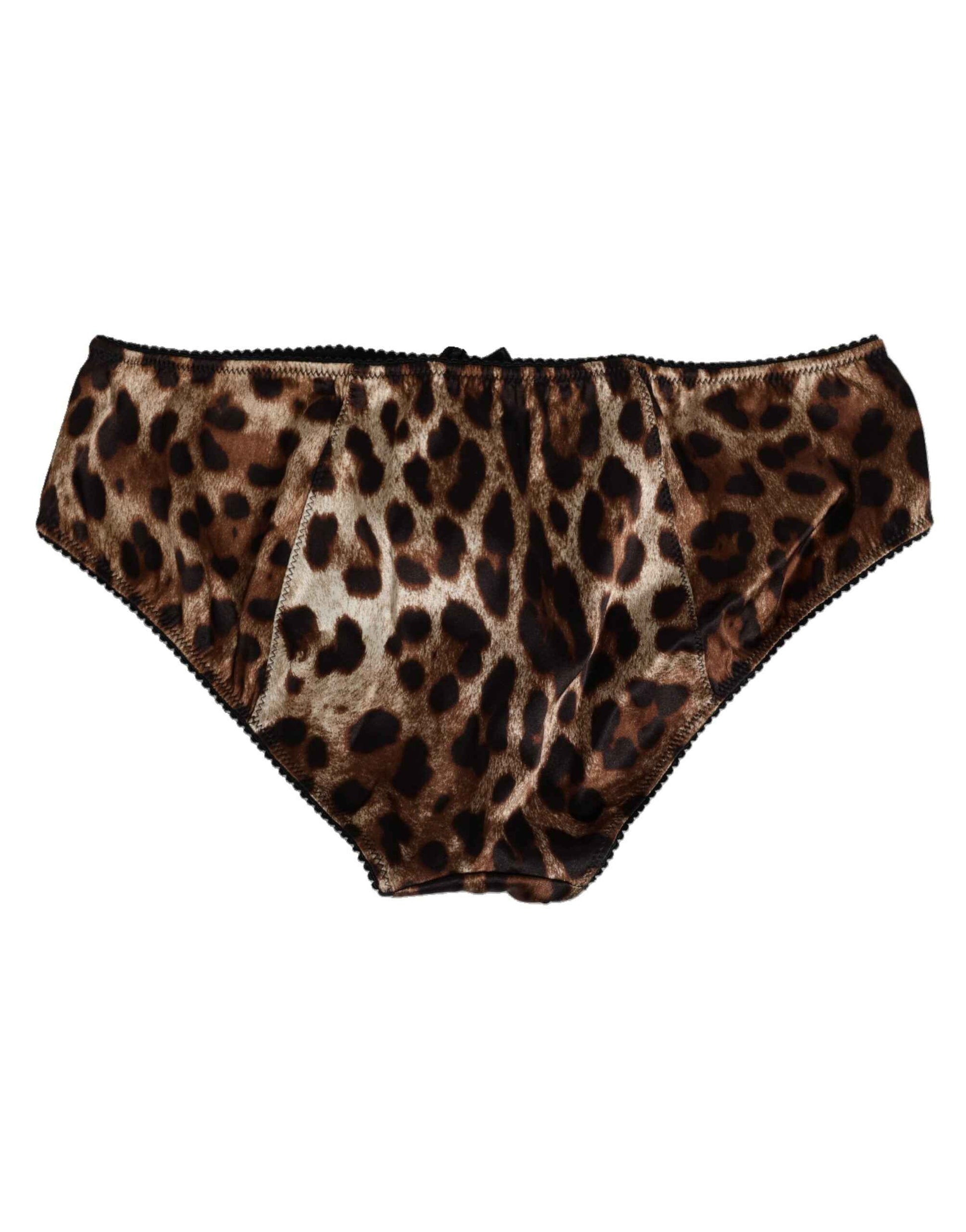 Dolce & Gabbana Zijden Slip Panty Bruin Luipaardprint