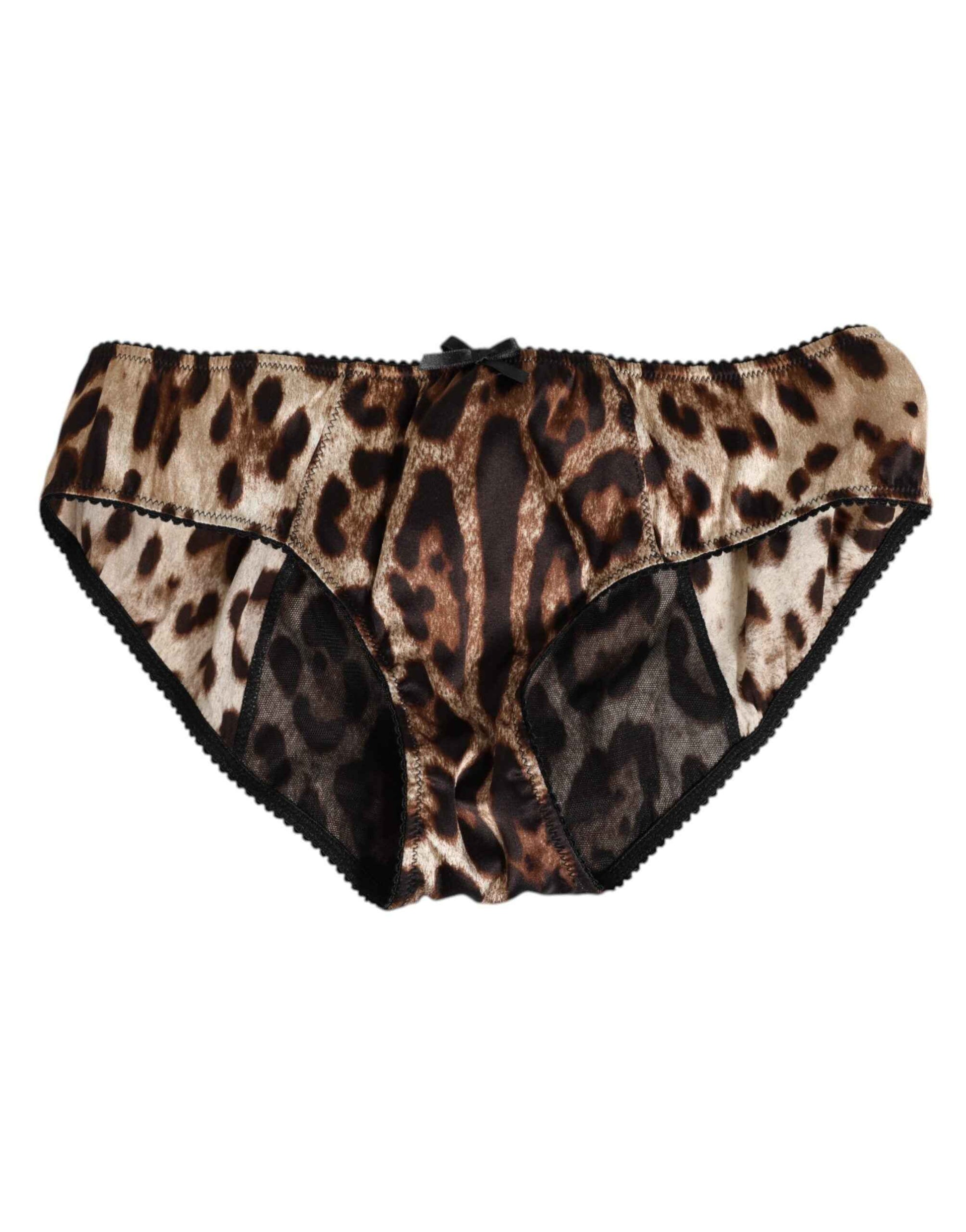 Dolce & Gabbana Zijde Brief Panty Bruin Luipaard Exclusief