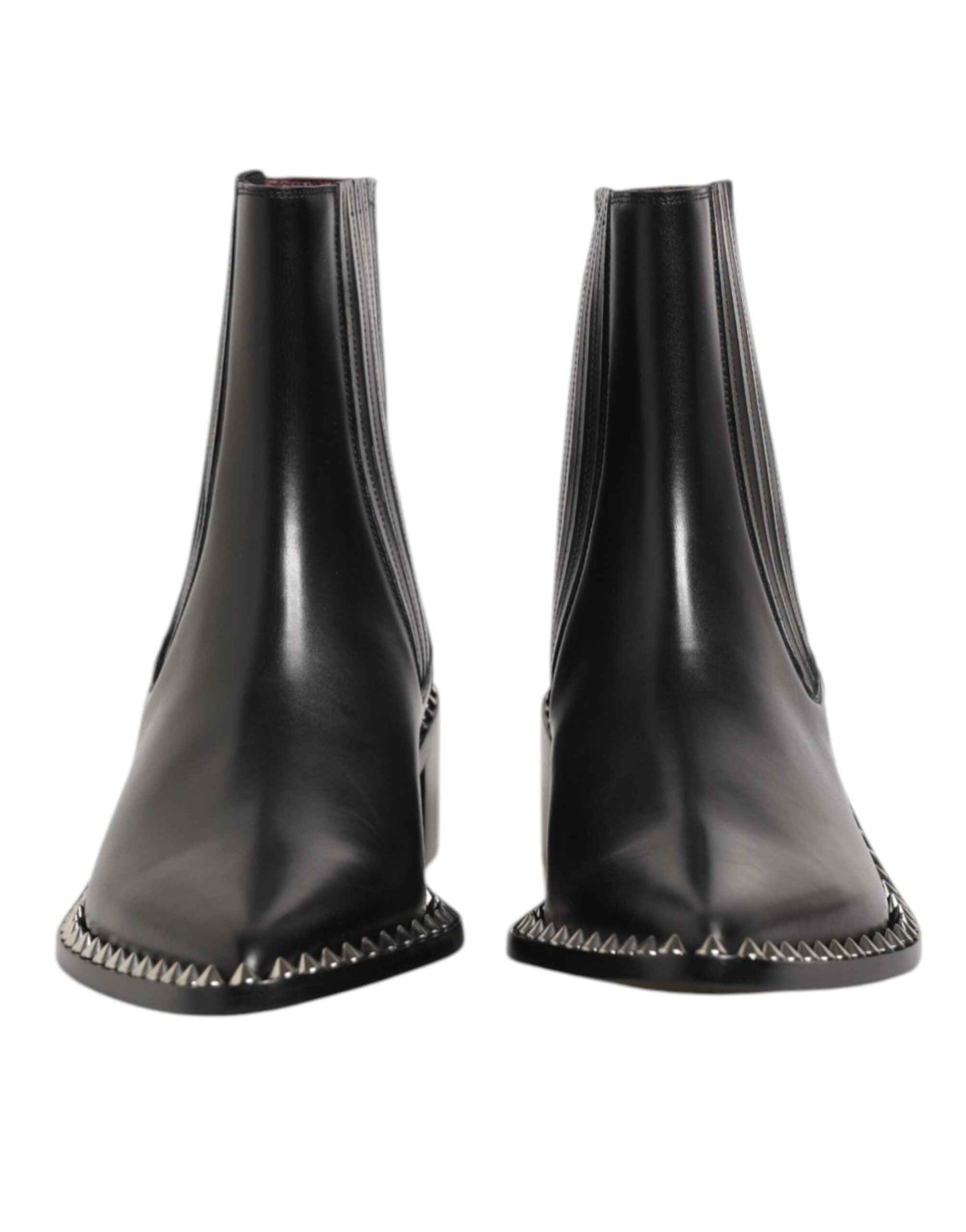 Dolce & Gabbana Leer Studded Short Boots Zwart Mannen