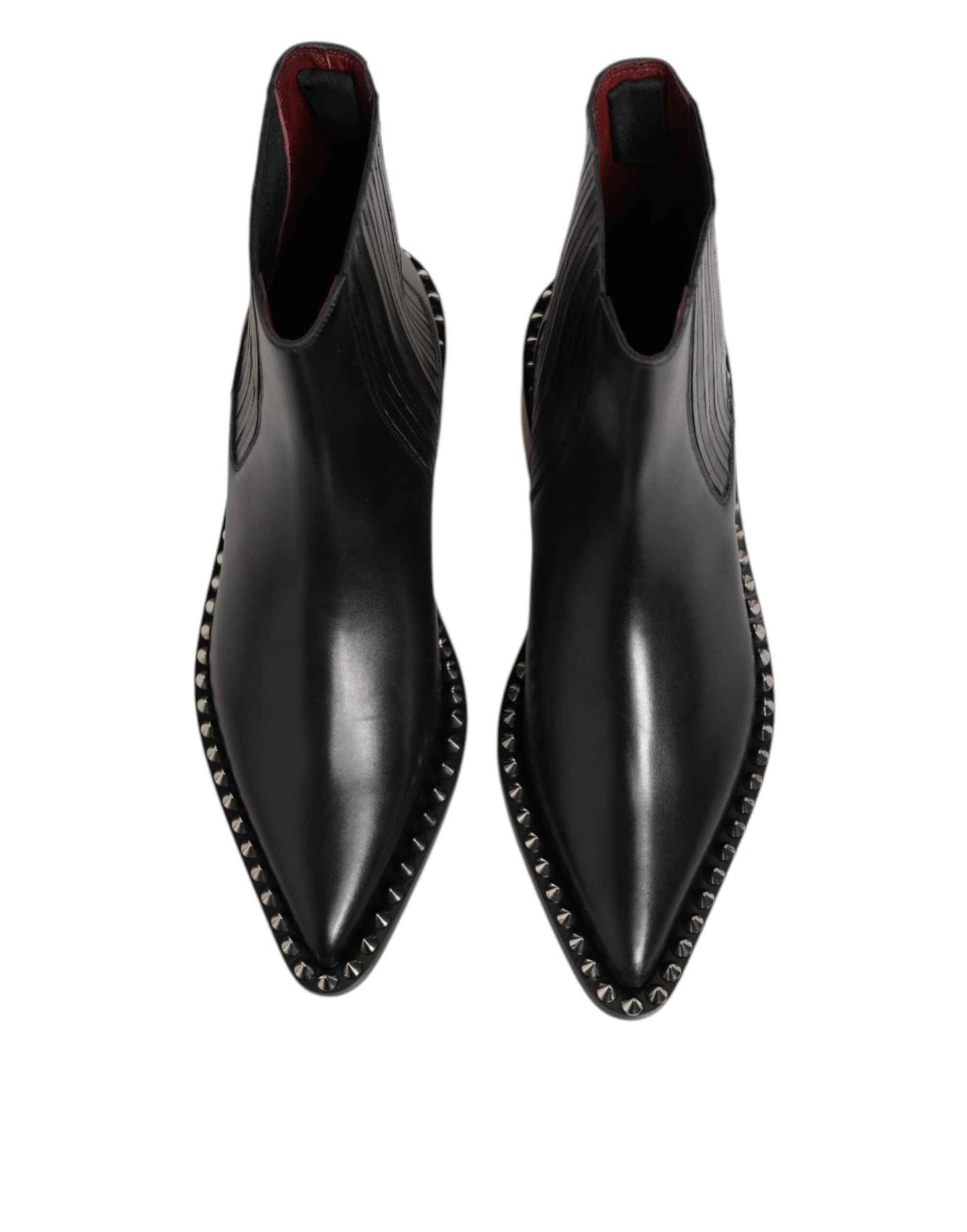 Dolce & Gabbana Leer Studded Short Boots Zwart Mannen