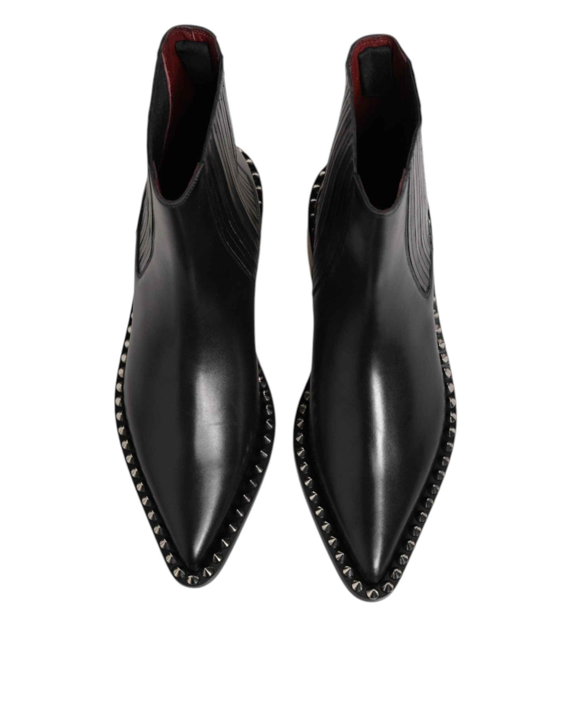 Dolce & Gabbana Leer Studded Short Boots Zwart Mannen
