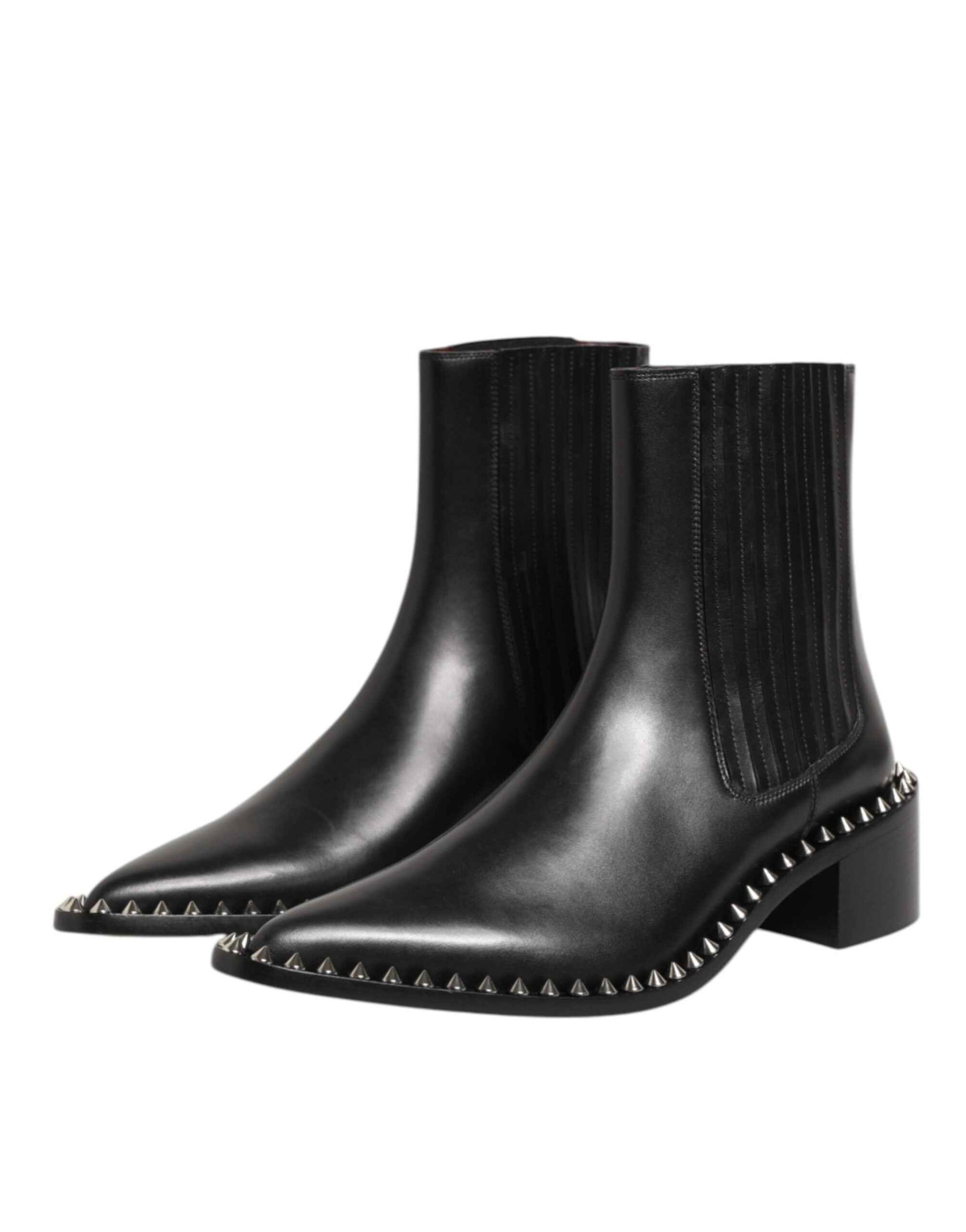 Dolce & Gabbana Leer Studded Short Boots Zwart Mannen