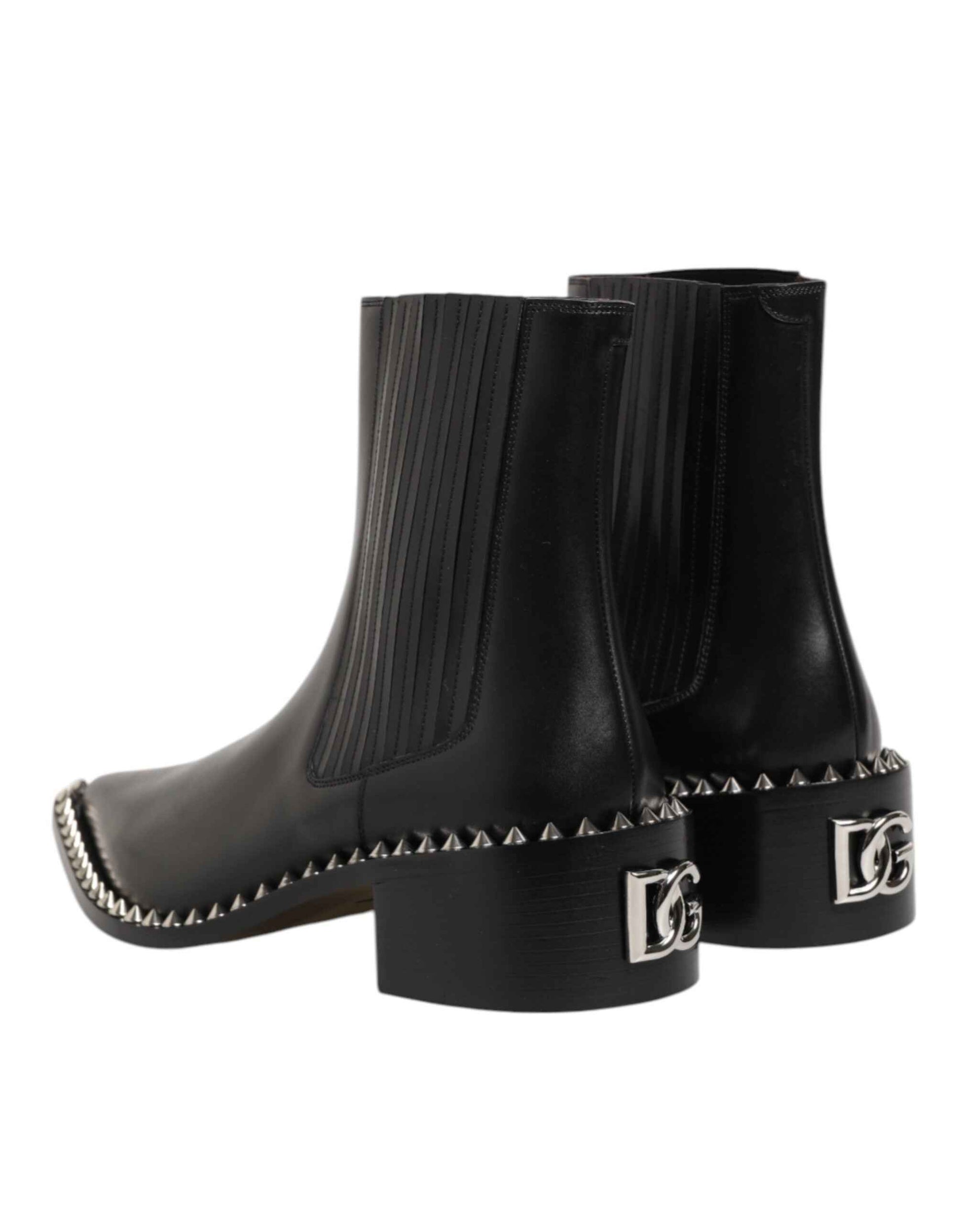 Dolce & Gabbana Leer Studded Short Boots Zwart Mannen
