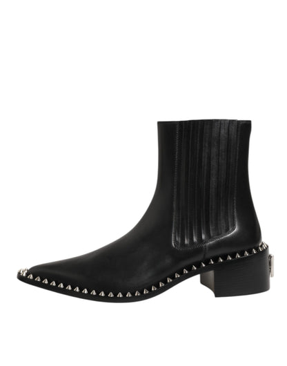Dolce & Gabbana Leer Studded Short Boots Zwart Mannen