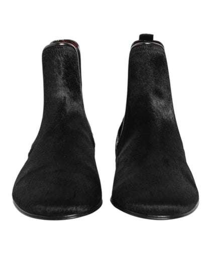 Dolce Gabbana Chelsea Boots Leer Bont Zwart Luxe Elegant