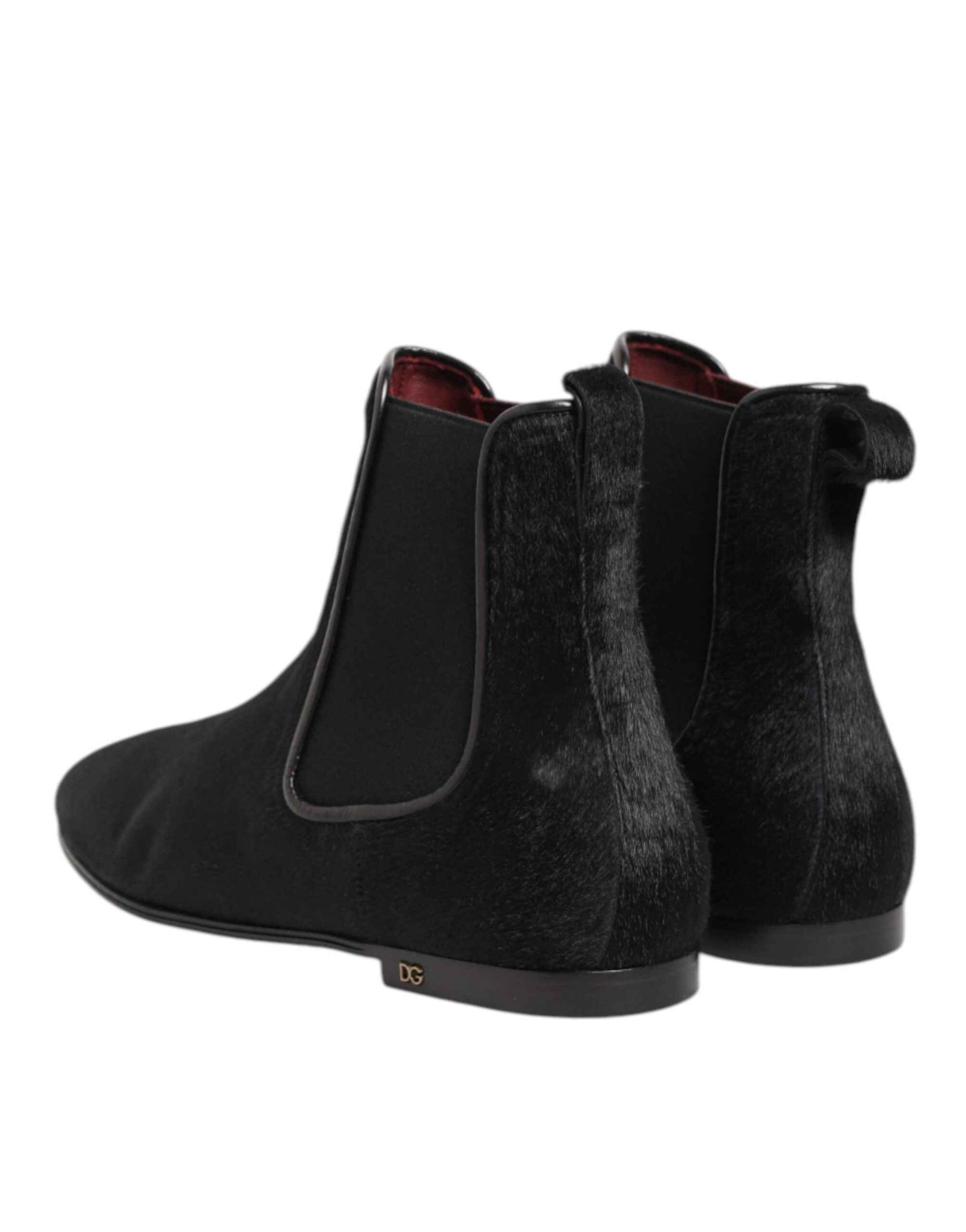 Dolce Gabbana Chelsea Boots Leer Bont Zwart Luxe Elegant