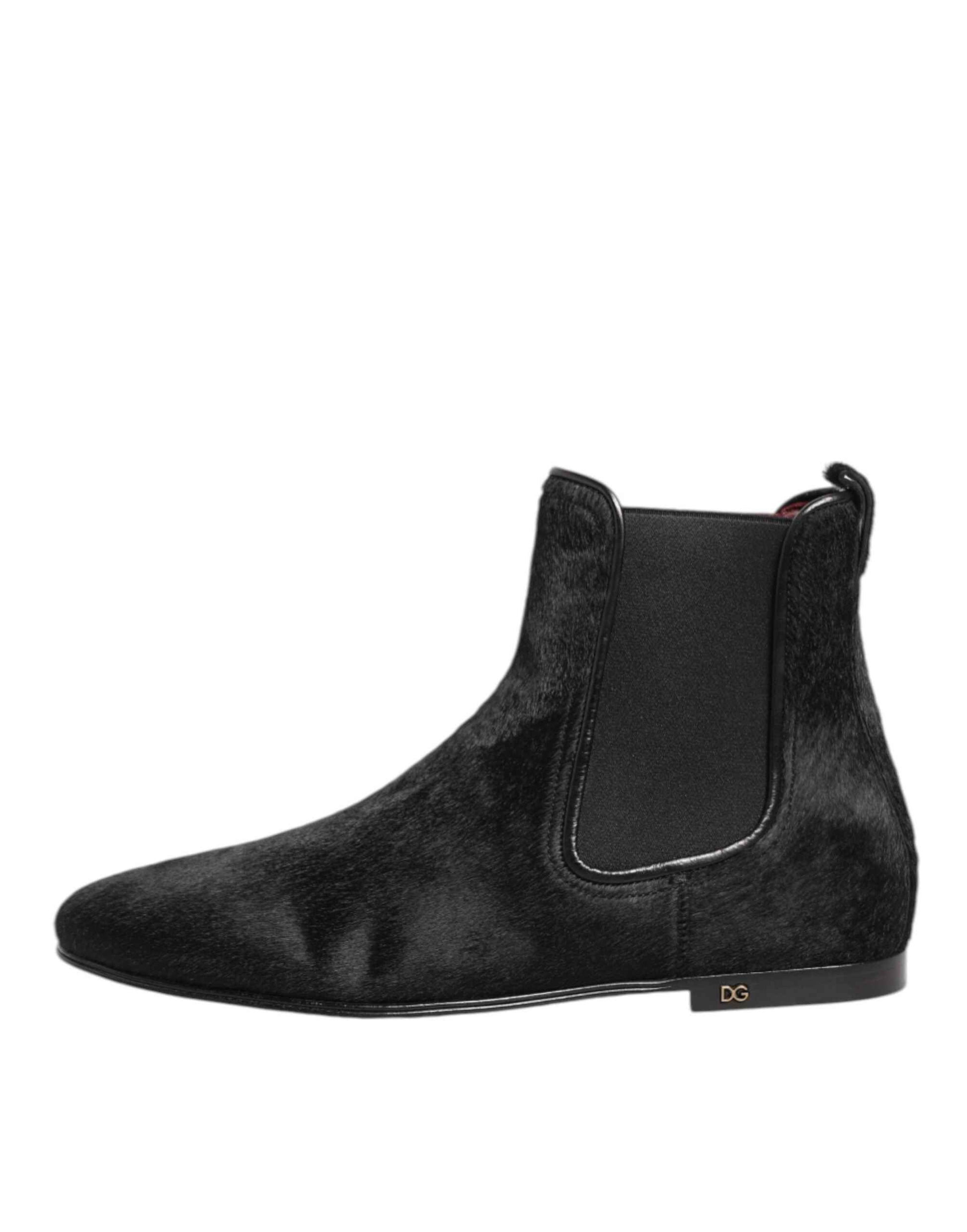 Dolce Gabbana Chelsea Boots Leer Bont Zwart Luxe Elegant