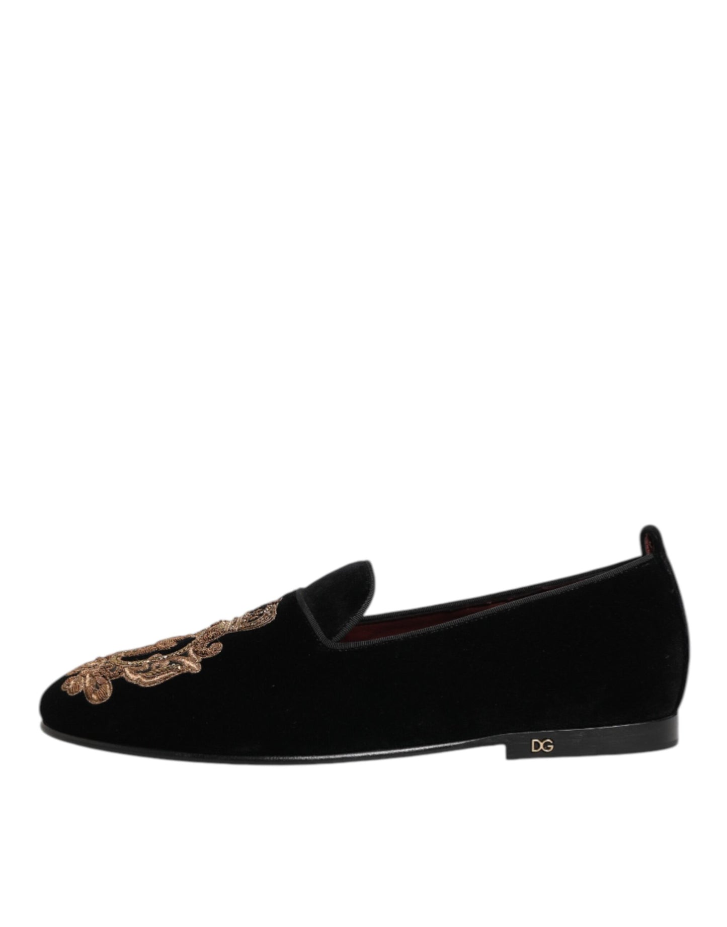 Dolce Gabbana Fluwelen Loafers Zwart Gouden Kroon