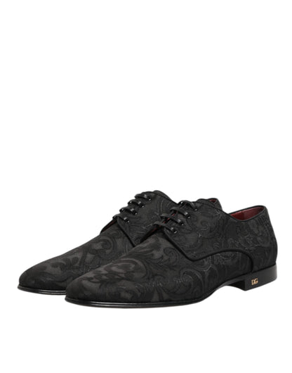 Dolce & Gabbana Derby Dress Brocade Schoenen Zwart Elegant