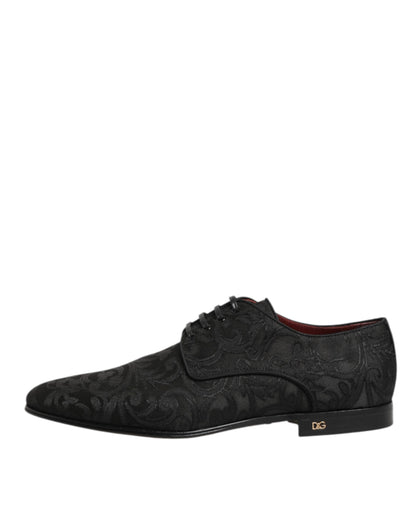 Dolce & Gabbana Derby Dress Brocade Schoenen Zwart Elegant