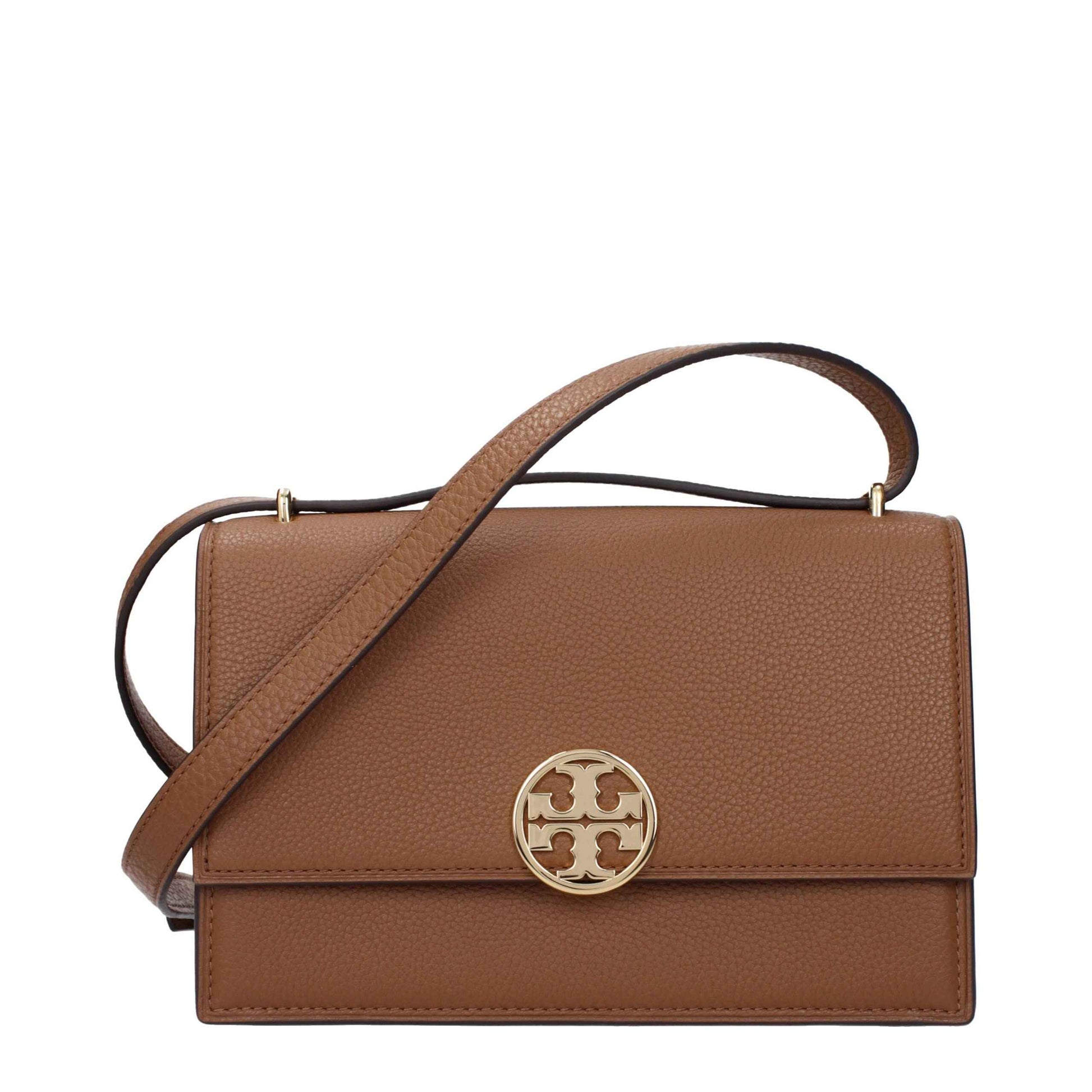 Tory Burch Crossbody Leren Tas Bruin Goud Hardware 8 cm