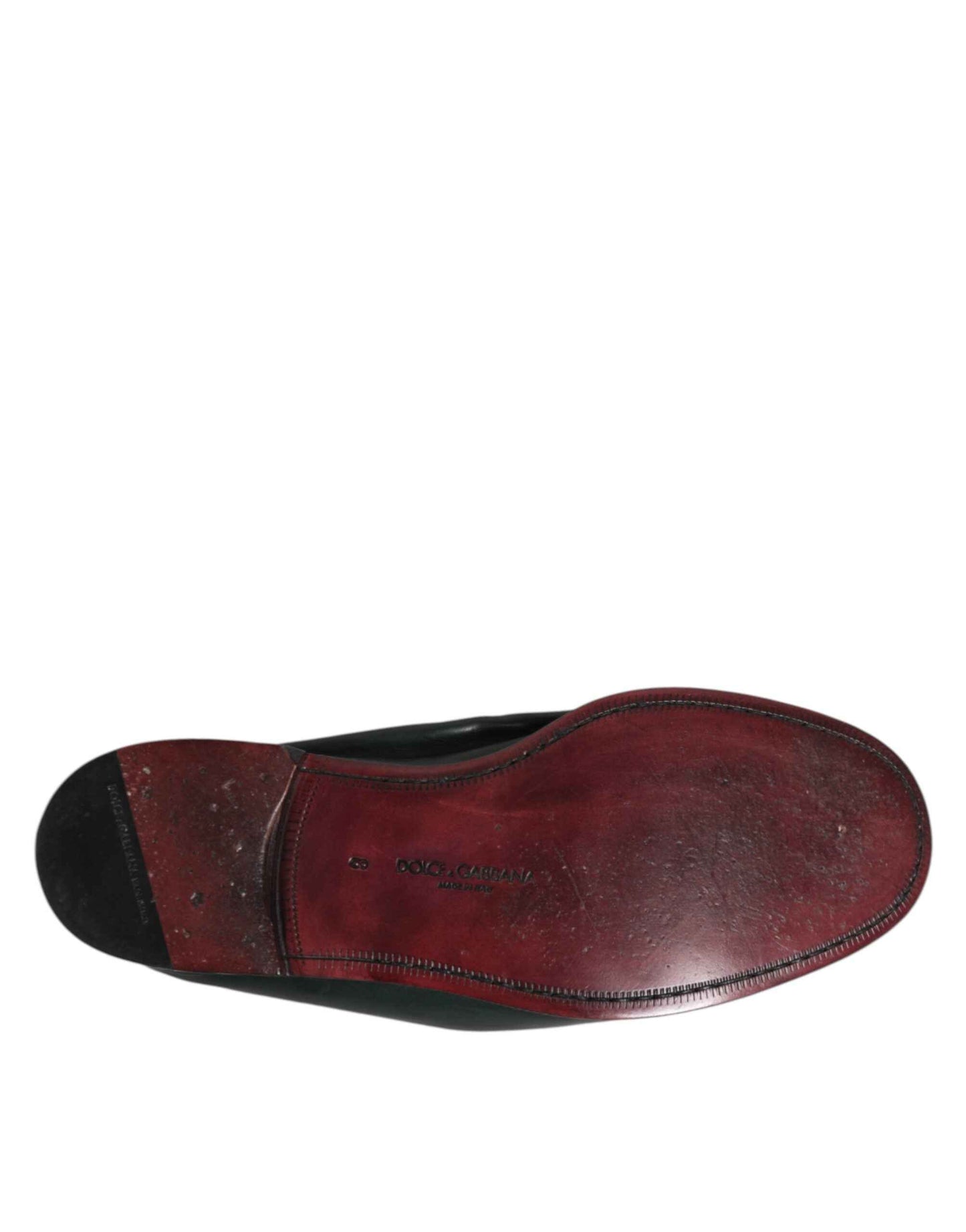 Dolce & Gabbana Green Leather Slip On Men Flat Loafers Shoes