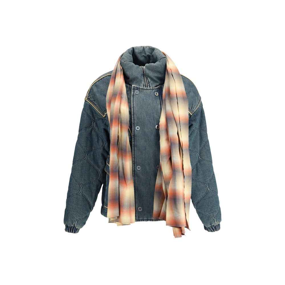 MARBELL Denim Donsjas Met Sjaal Luxe Elegante Blauw M