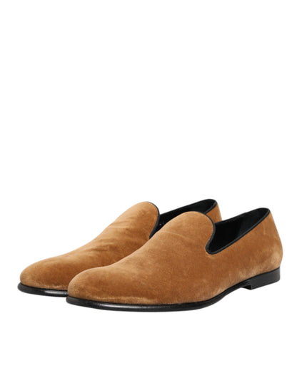 Dolce Gabbana Bruine Suède Slip On Loafers Formele