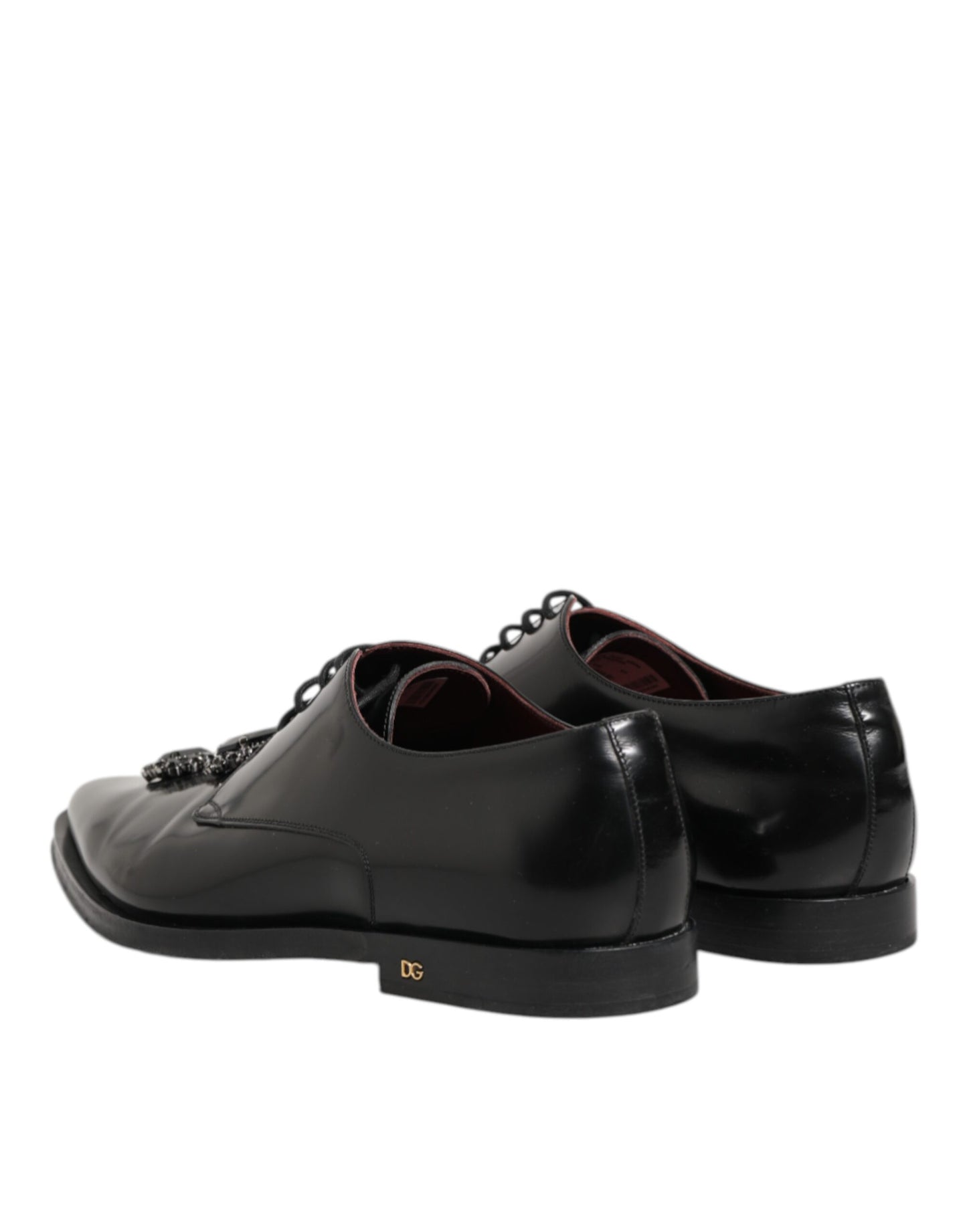 Dolce & Gabbana Derby Leren Schoenen Kristallen - Zwart