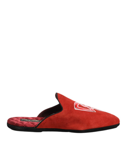 Dolce & Gabbana Huis Slippers Rood Suede DG King Voor Heren