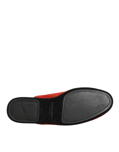Dolce & Gabbana Huis Slippers Rood Suede DG King Voor Heren