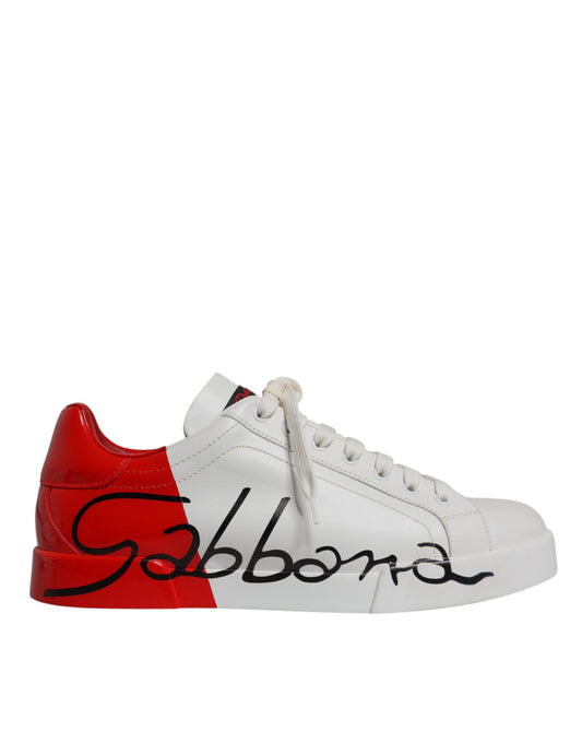 Dolce & Gabbana Portofino Sneakers Leer Luxe – Wit Rood