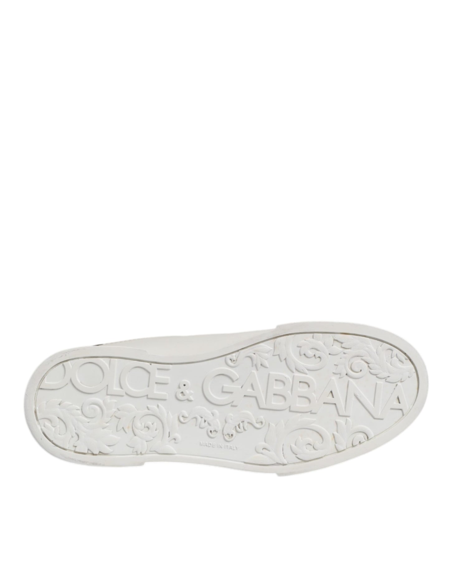 Dolce & Gabbana Low Top Sneakers Leder Wit Zwart Accent