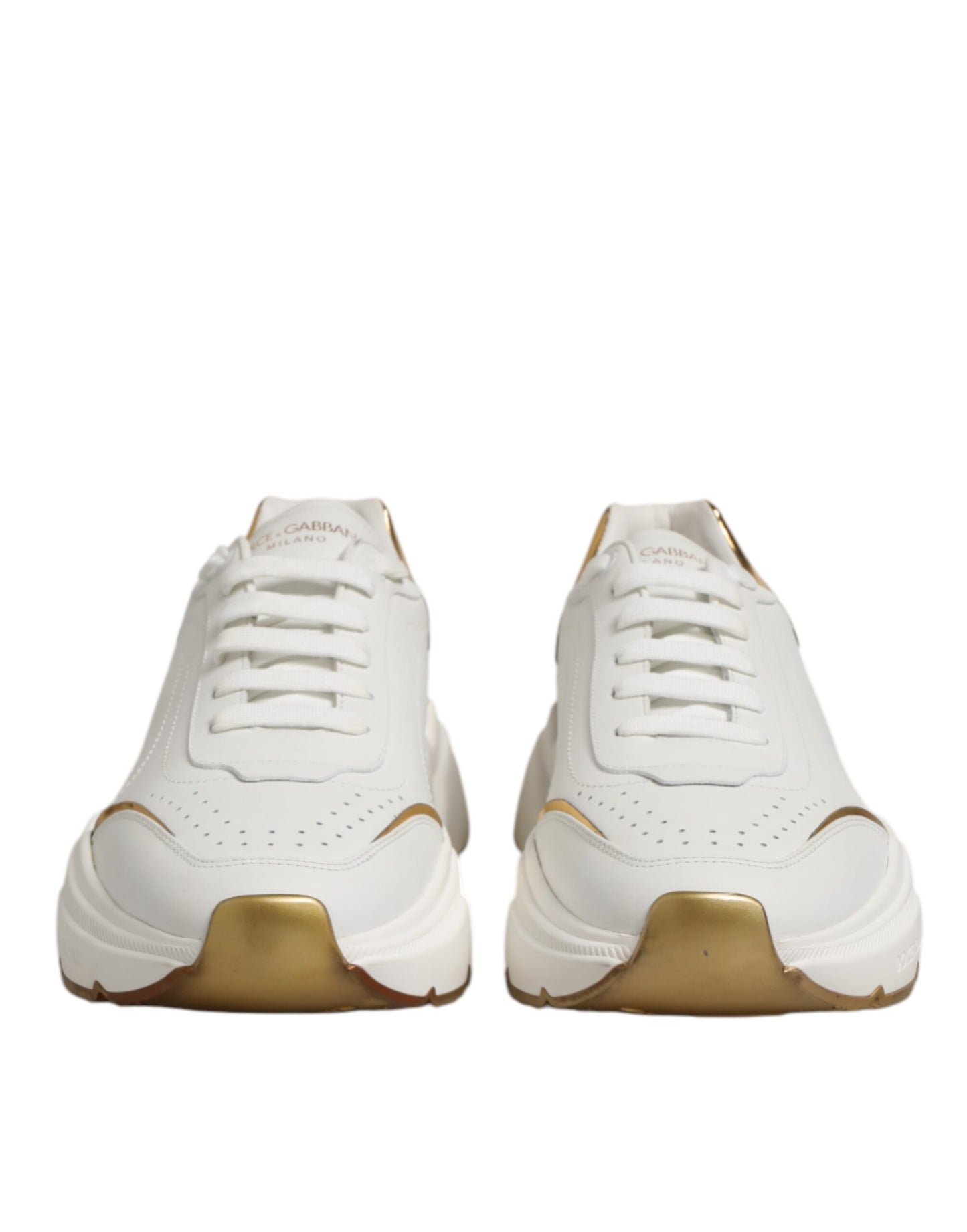 Dolce & Gabbana Daymaster Lederen Sneakers - Wit/Goud