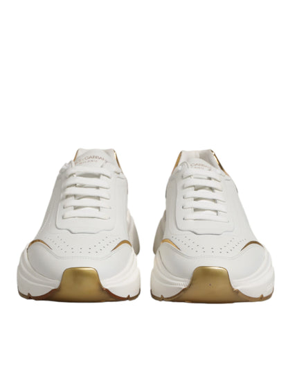 Dolce & Gabbana Daymaster Lederen Sneakers - Wit/Goud