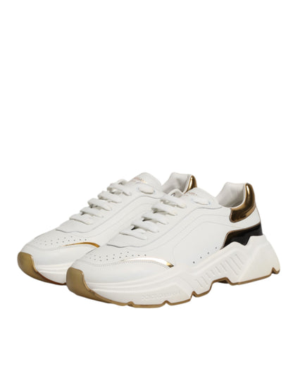 Dolce & Gabbana Daymaster Lederen Sneakers - Wit/Goud