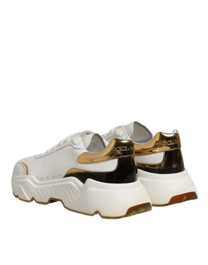 Dolce & Gabbana Daymaster Lederen Sneakers - Wit/Goud