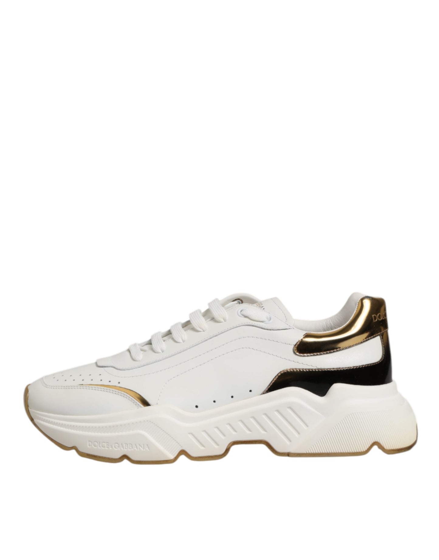 Dolce & Gabbana Daymaster Lederen Sneakers - Wit/Goud