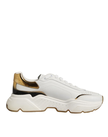 Dolce & Gabbana Daymaster Lederen Sneakers - Wit/Goud