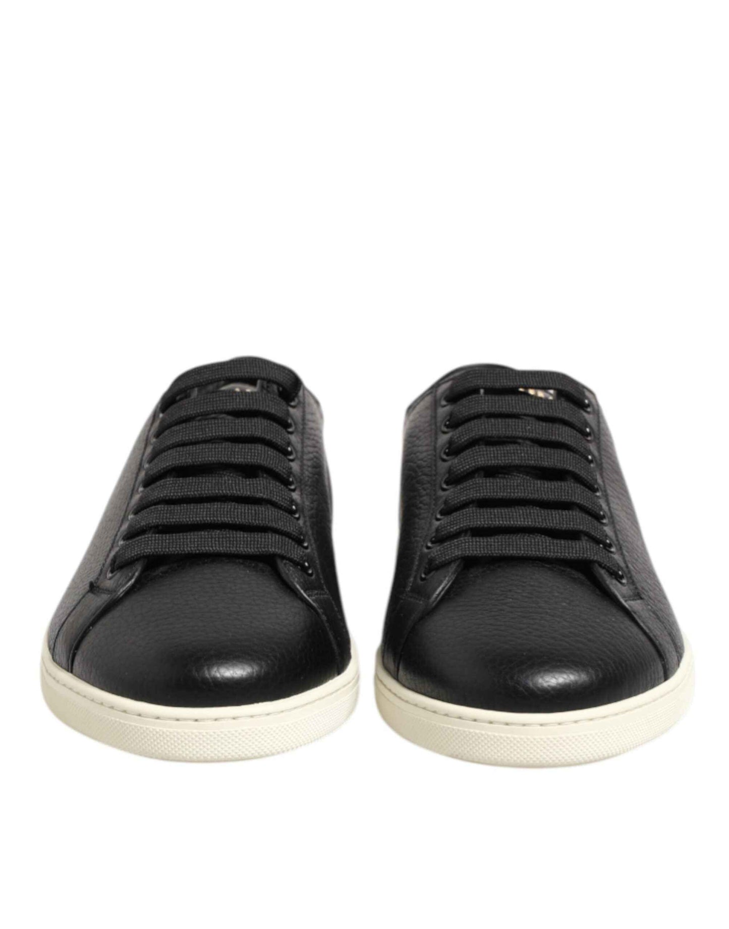 Dolce & Gabbana Black Leather Lace Up Low Top Sneakers Shoes