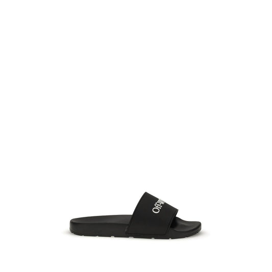 Off-White Rubber Slides Black Bookish Logo Edition