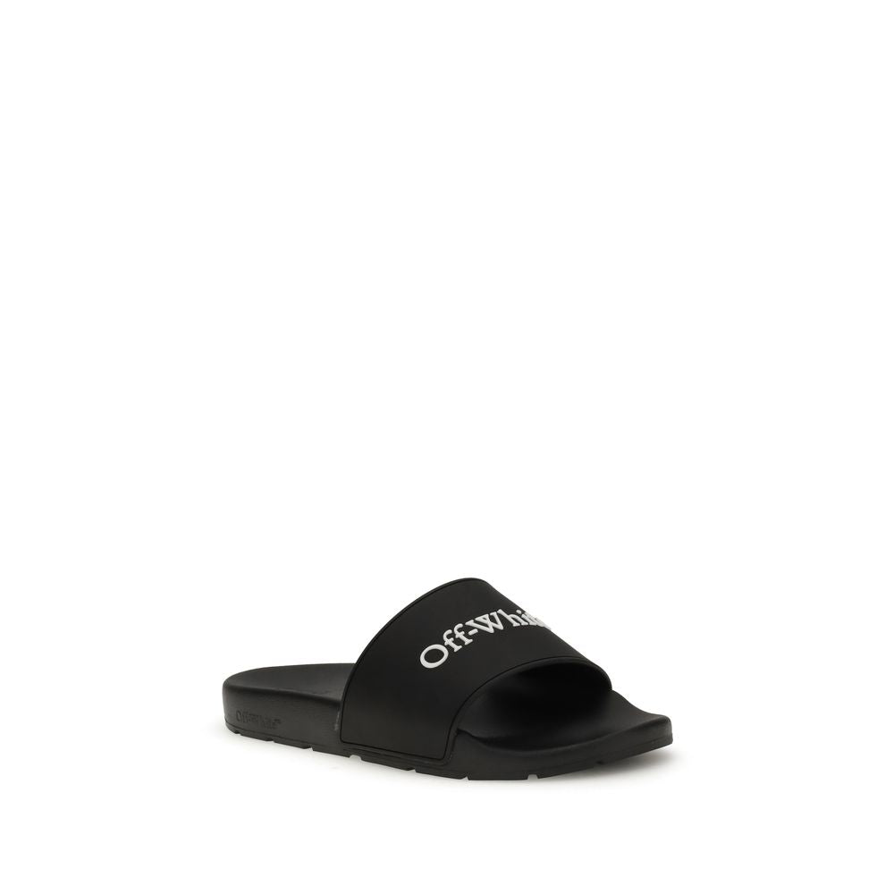 Off-White Rubber Slides Black Bookish Logo Edition