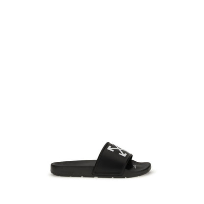 Off-White Arrow Sliders Rubber Wit Iconische Slippers