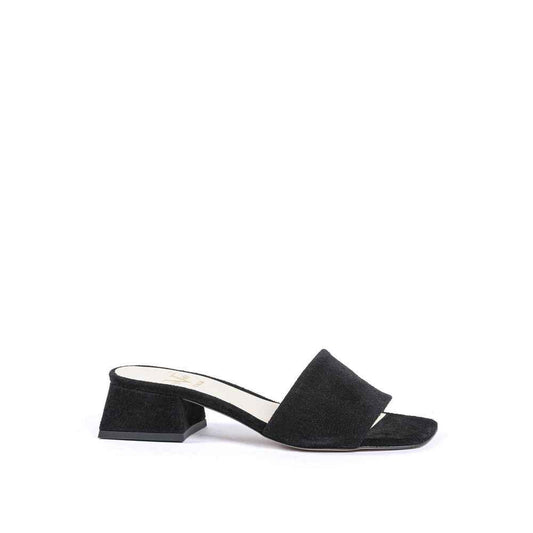 19V69 Italia Leder Sandal - Zwart/4 cm Gemaakt In Italië