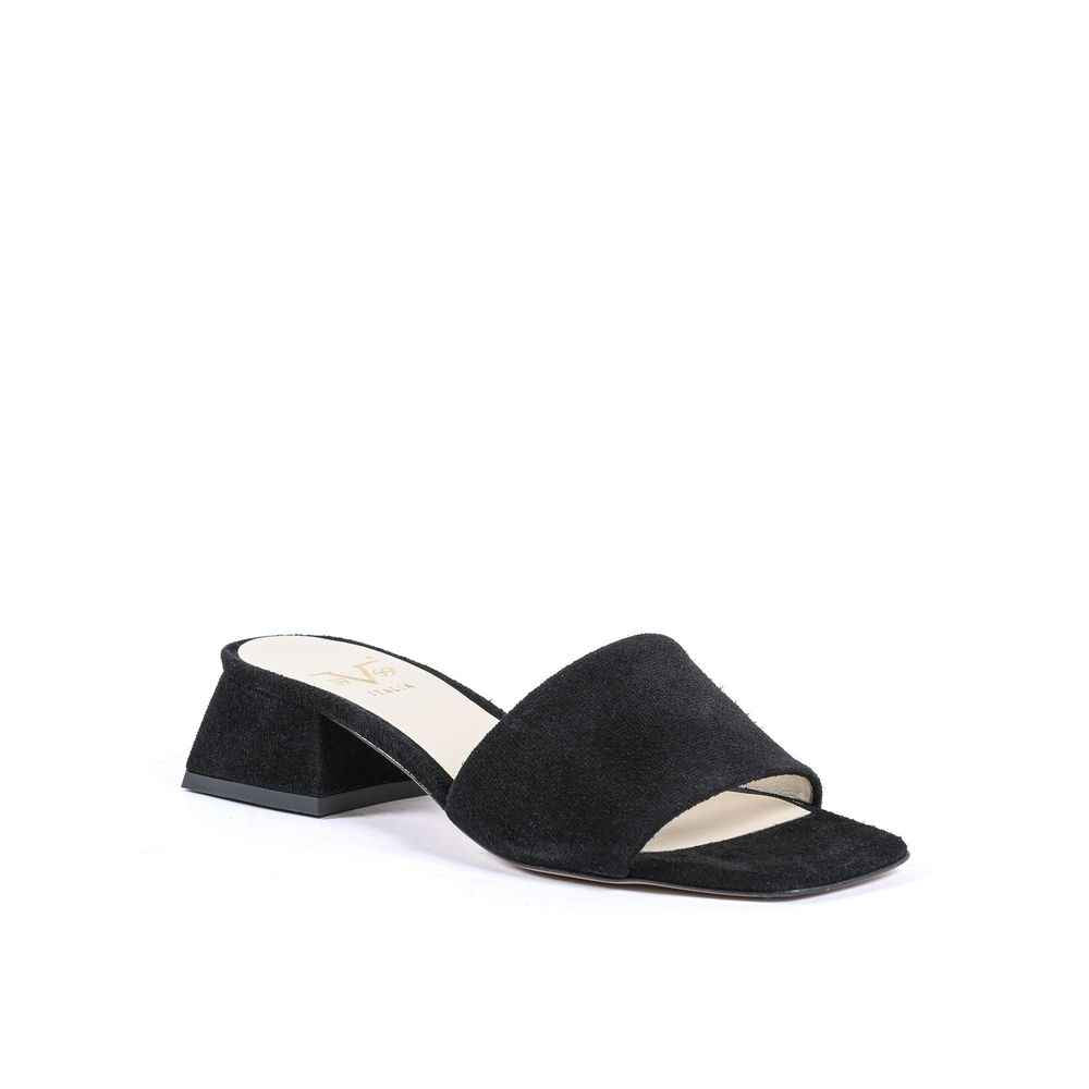19V69 Italia Leder Sandal - Zwart/4 cm Gemaakt In Italië