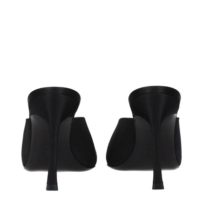 Amina Muaddi Camelia Mule 90 Satin Rhinestone - Black/90mm