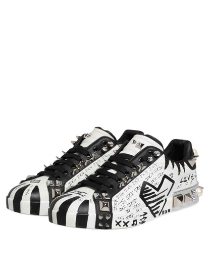 Dolce & Gabbana Portofino Low-Top S Leren Sneakers - Wit