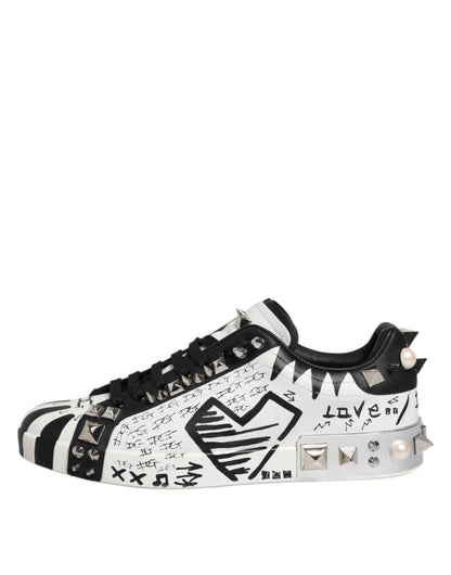 Dolce & Gabbana Portofino Low-Top S Leren Sneakers - Wit