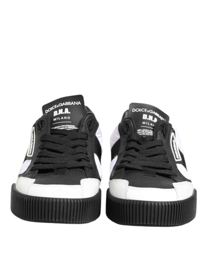 Dolce & Gabbana Lage Sneakers Leer Miami Zwart Wit