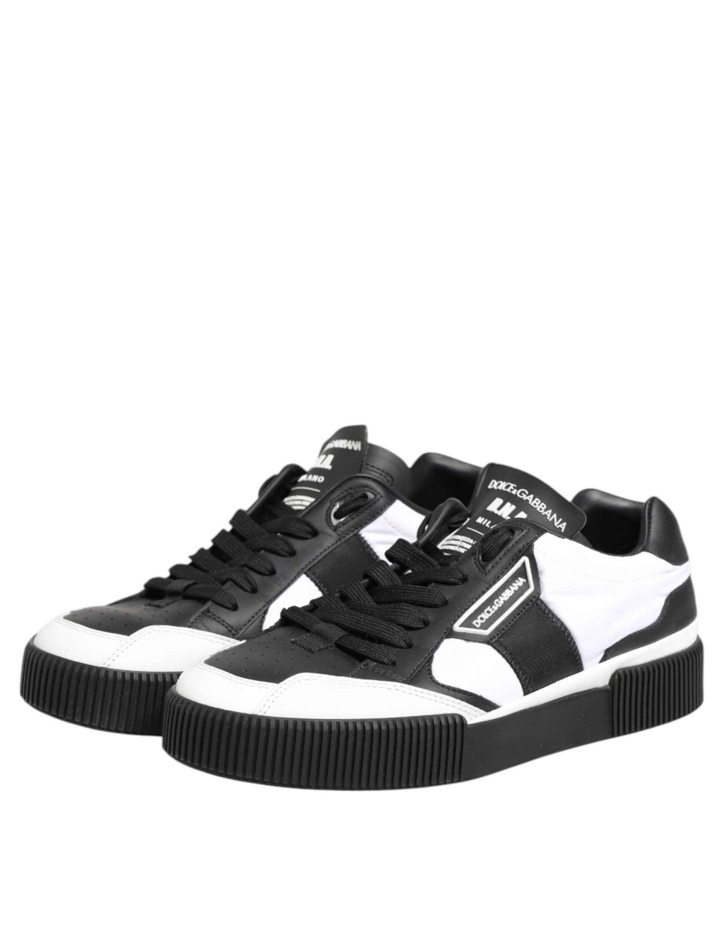 Dolce & Gabbana Lage Sneakers Leer Miami Zwart Wit